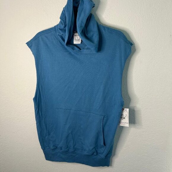 Sky Blue Sleeveless Hoodie with Pockets - Picture 1 of 5